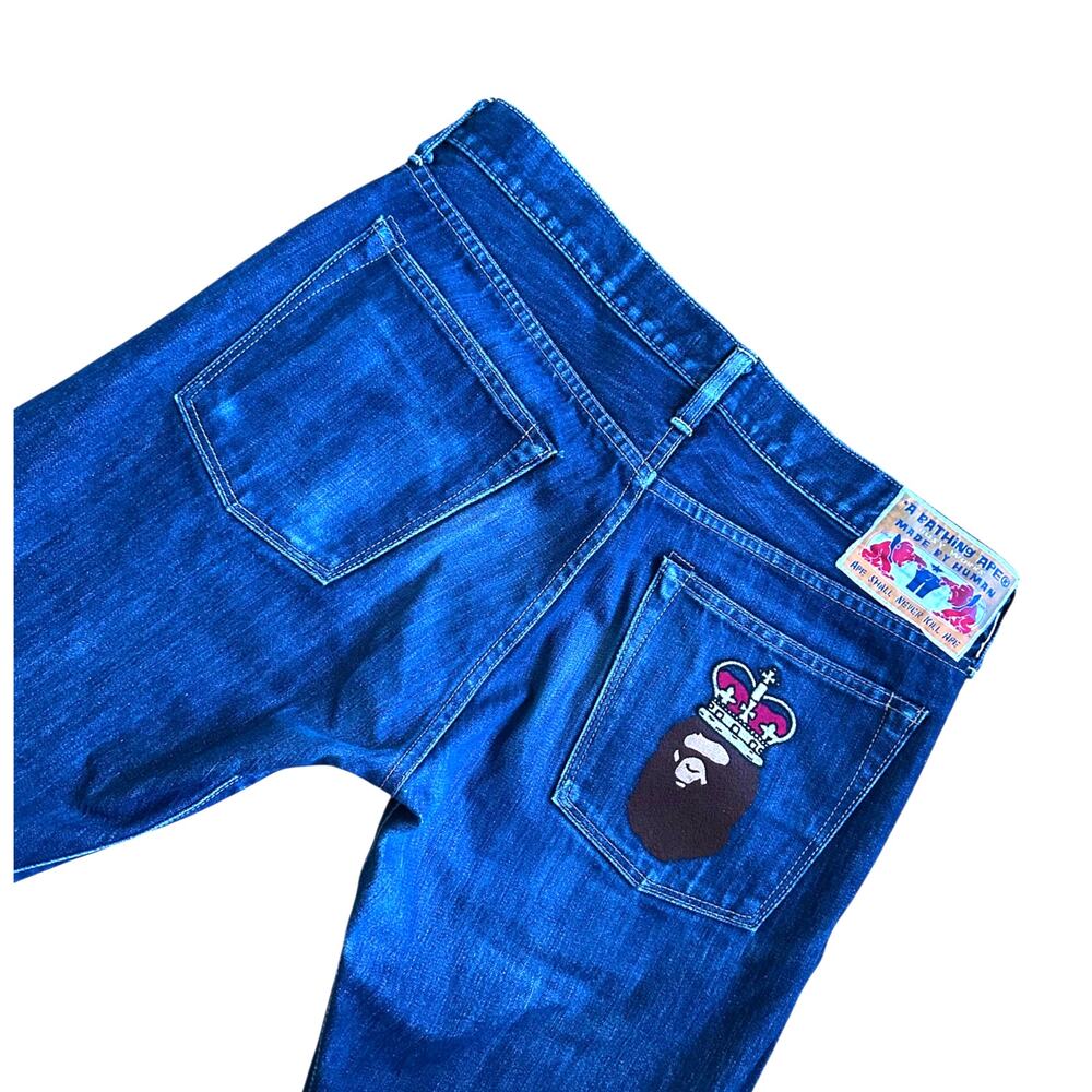 32" x 32" M Bape King Ape Head Embroidered Denim